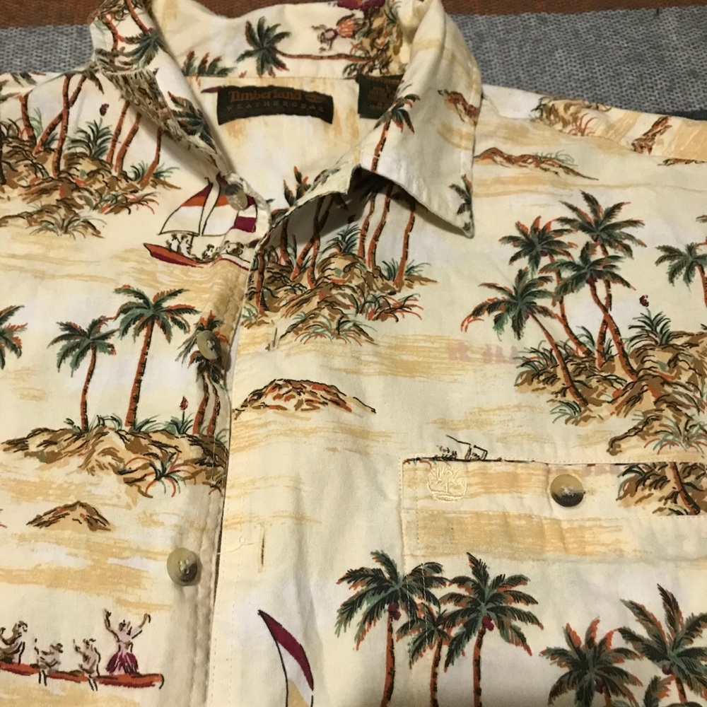 TIMBERLAND HAWAIIAN SHORT SLEEVE SHIRT SIZE L - Picture 4 of 6